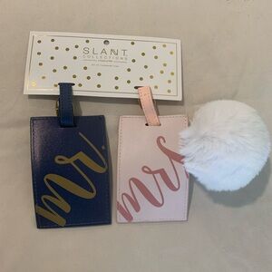 Mr and Mrs Luggage Tags With Gold Buckle Bridal Gift